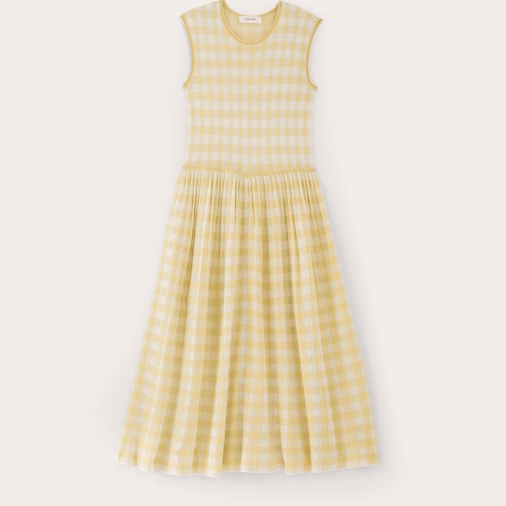 Everlane Butter Yellow Gingham Sleeveless Dress